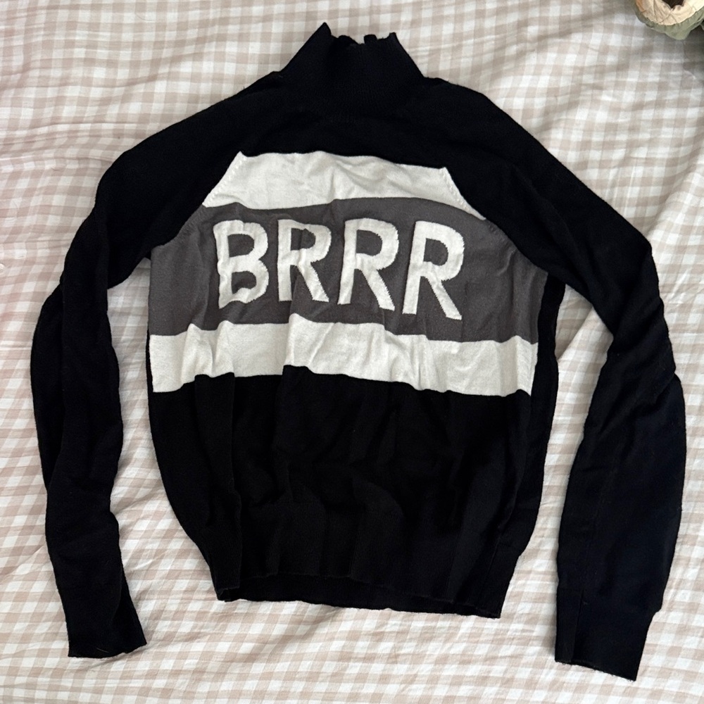 Aerie Offline Apres Ski Black and Gray 'BRRR' Sweater